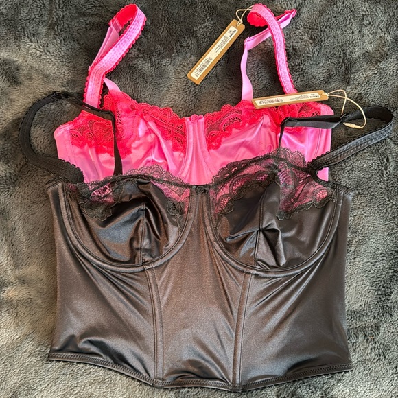 SKIMS Stretch Satin Lace cropped Corset M black (SK0032) - Picture 7 of 8